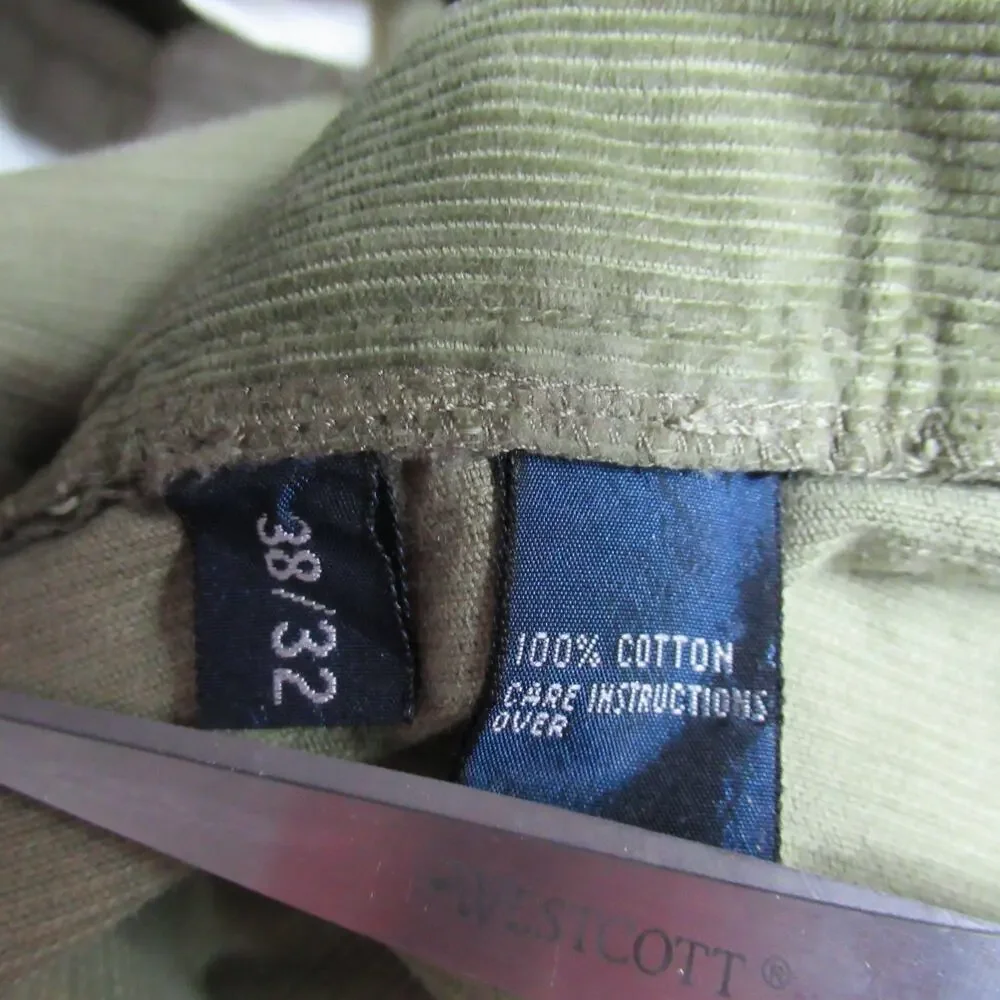 Vintage Polo Ralph Lauren Hammond Pant Corduroy Cuffed Green Men 38x32 Old Money